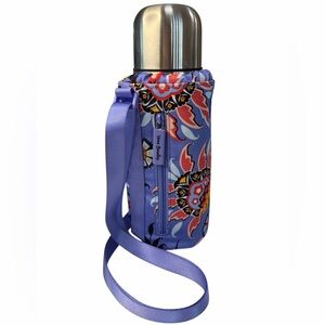 Vera Bradley Purple Mural Garden Water Bottle Crossbody Bag